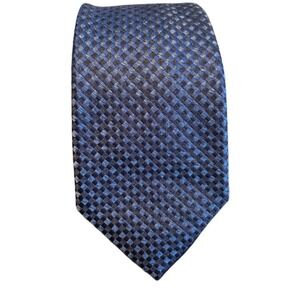 Tommy Hilfiger Silk Blend Geometric Pattern Necktie Blue